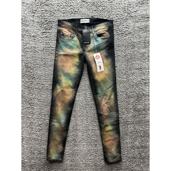 NWT Wildfox Couture The Marianne Skinny Magic Jeans Black Celestial Size 28 - Picture 1 of 13
